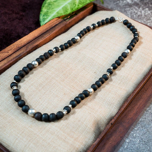 Silver Tulsi Kunti Mala Silver Perls  #S122