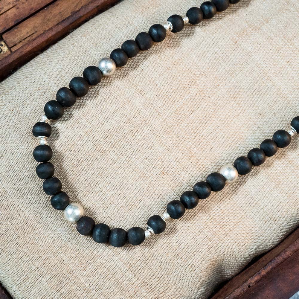 Silver Tulsi Kunti Mala Silver Perls  #S122