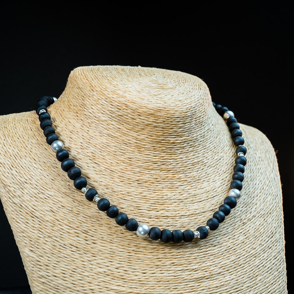 Silver Tulsi Kunti Mala Silver Perls  #S122