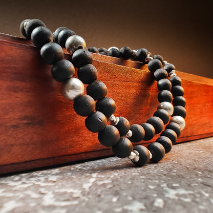 Silver Tulsi Kunti Mala Silver Perls  #S122