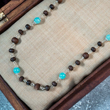 Silver Tulsi Kunti Mala with Aventurine Stones #S123