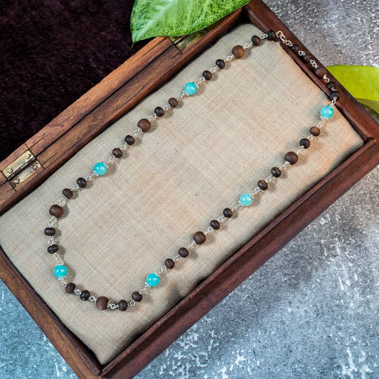 Silver Tulsi Kunti Mala with Aventurine Stones #S123