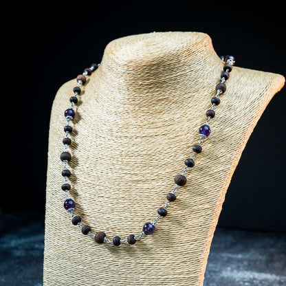 Silver Tulsi Kunti Mala with Amethyst Stones #S125