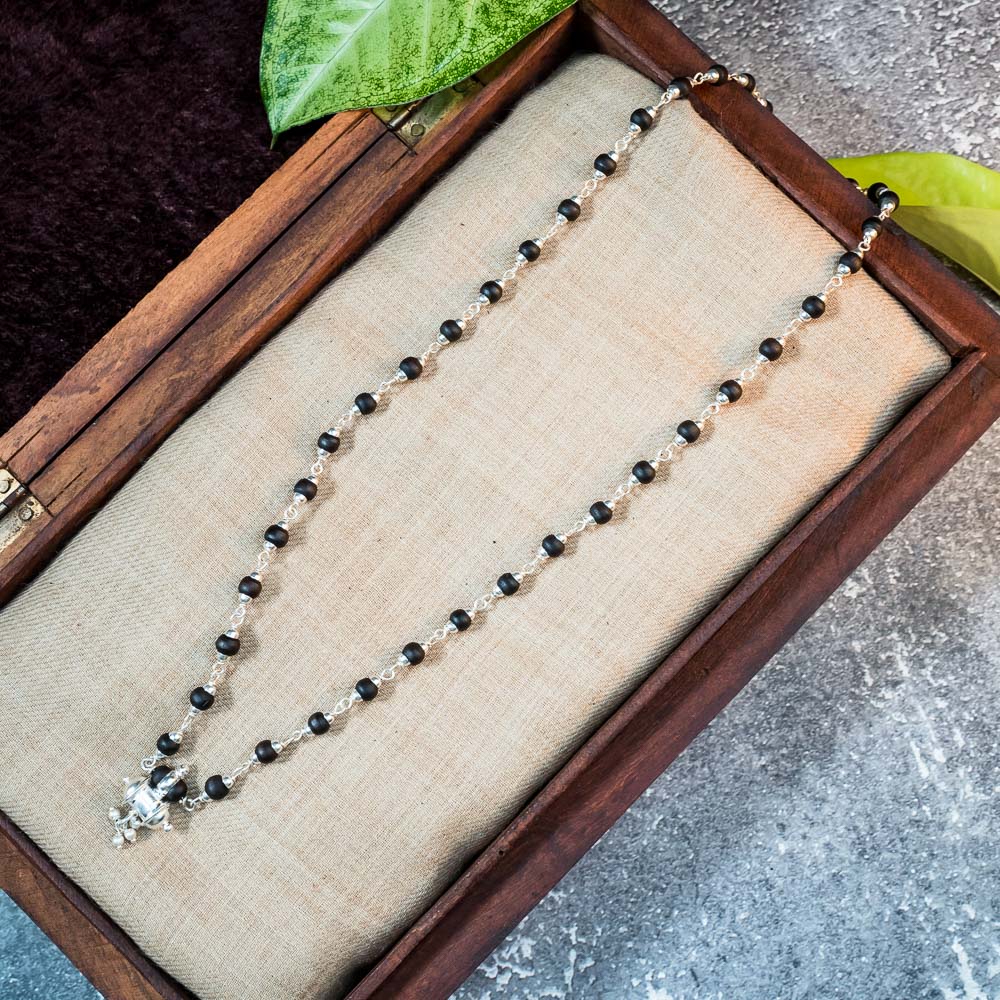 Silver Tulsi Kunti Mala with Pure Silver Kavacha #S126