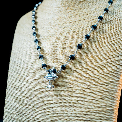 Silver Tulsi Kunti Mala with Pure Silver Kavacha #S126