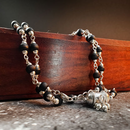 Silver Tulsi Kunti Mala with Pure Silver Kavacha #S126