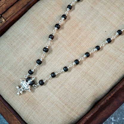 Silver Tulsi Kunti Mala with Pure Silver Kavacha #S126