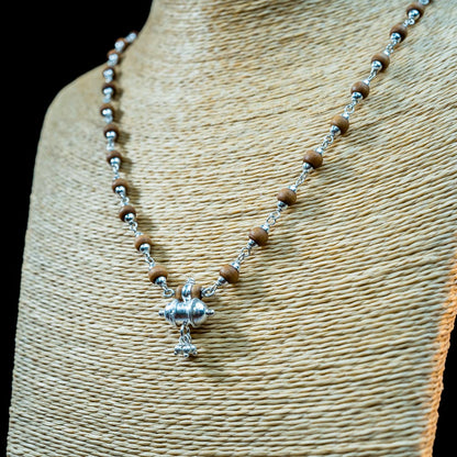 Silver Tulsi Kunti Mala with Pure Silver Kavacha #S127