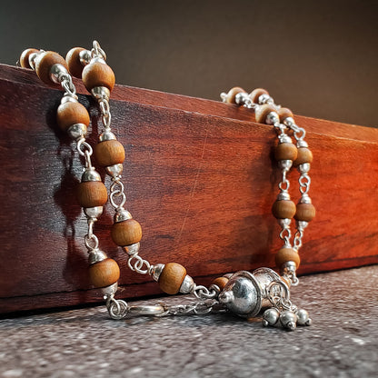 Silver Tulsi Kunti Mala with Pure Silver Kavacha #S127