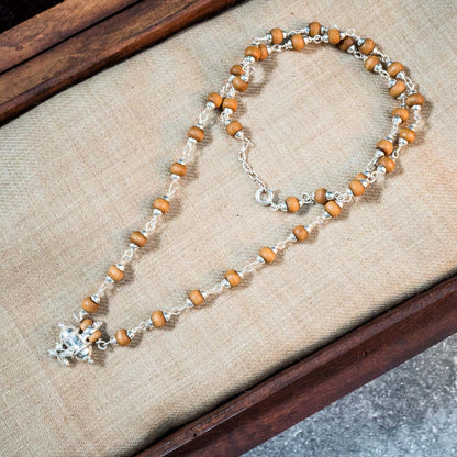 Silver Tulsi Kunti Mala with Pure Silver Kavacha #S127