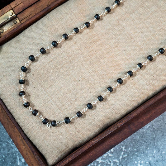 Silver Tulsi Kunti Mala 20Inch Black #131
