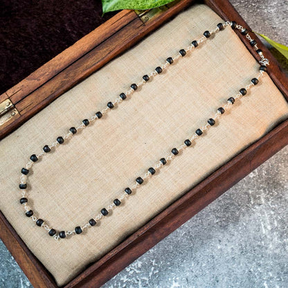 Silver Tulsi Kunti Mala 20Inch Black #131