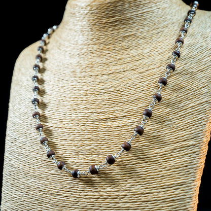 Silver Tulsi Kunti Mala 20Inch Brown #132