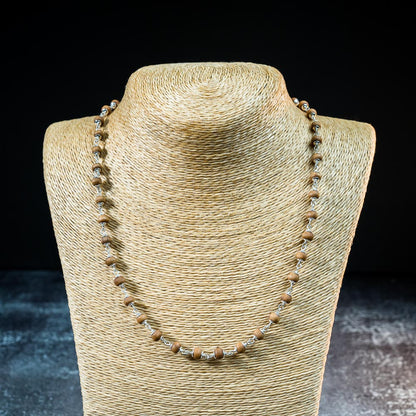 Silver Tulsi Kunti Mala 20Inch Light Brown #133