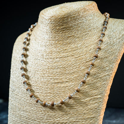 Silver Tulsi Kunti Mala 20Inch Light Brown #133
