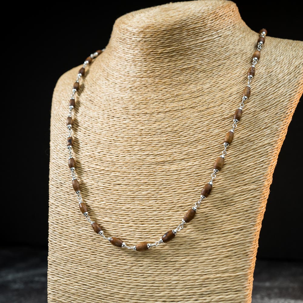 Silver Tulsi Kunti Mala 23Inch  #135