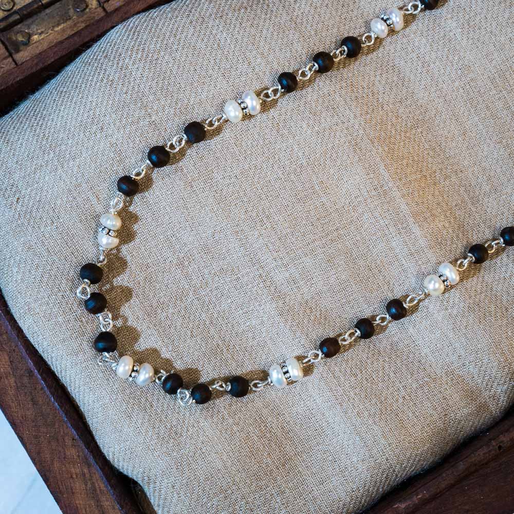 Ranga Silver Tulsi Mala - Calming & Harmony on wire with Tulasi