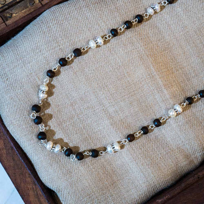 Ranga Silver Tulsi Mala - Calming & Harmony on wire with Tulasi