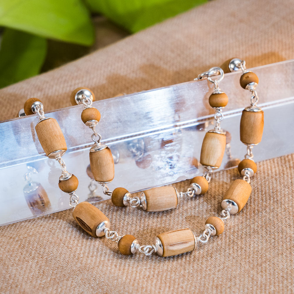 Gauranga Silver Tulsi Mala - Capped Golden Tulsi
