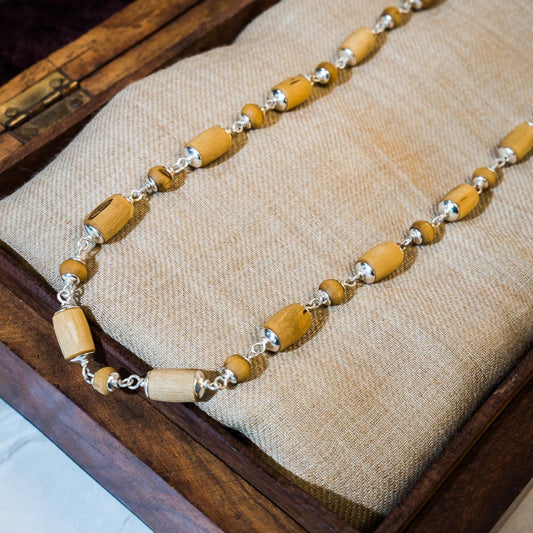 Gauranga Silver Tulsi Mala - Capped Golden Tulsi