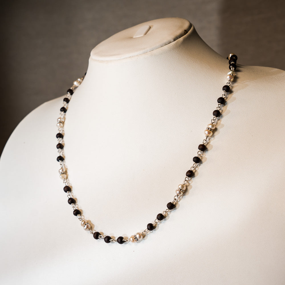 Ranga Silver Tulsi Mala - Calming & Harmony on wire with Tulasi