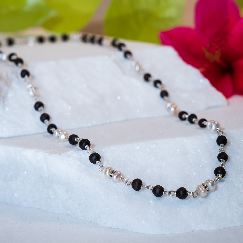 Ranga Silver Tulsi Mala - Calming & Harmony on wire with Tulasi