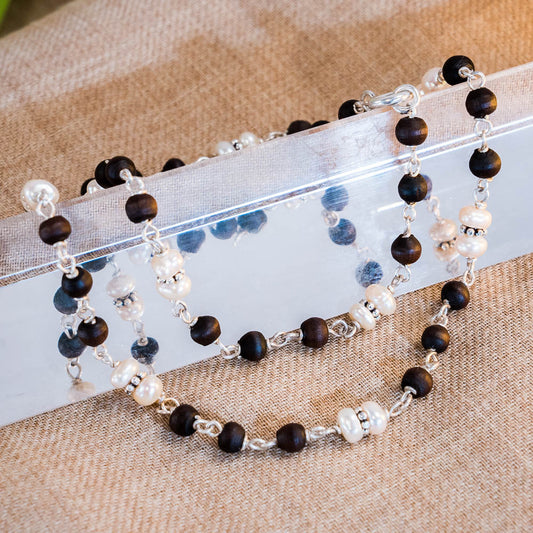 Ranga Silver Tulsi Mala - Calming & Harmony on wire with Tulasi
