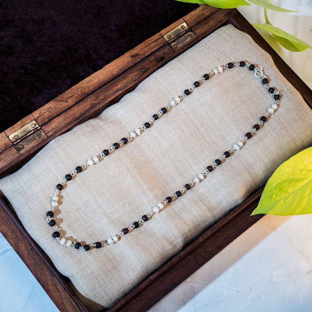Ranga Silver Tulsi Mala - Calming & Harmony on wire with Tulasi