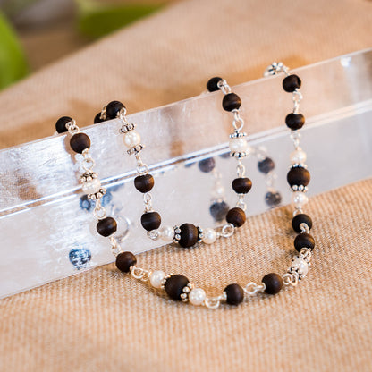 Sudevi Silver Tulsi Mala Elegance and Confidence