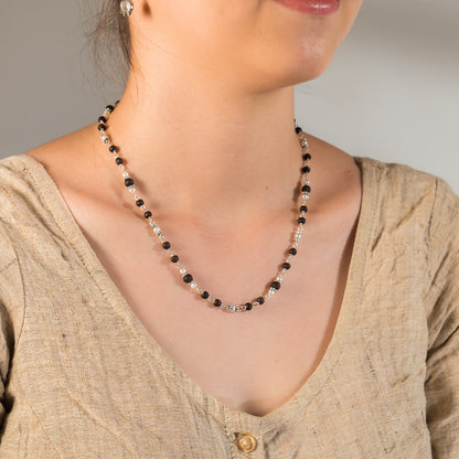 Sudevi Silver Tulsi Mala Elegance and Confidence