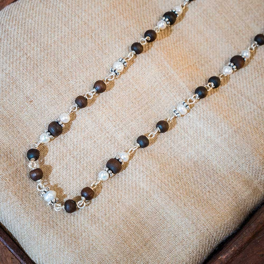 Sudevi Silver Tulsi Mala Elegance and Confidence