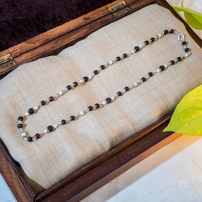 Sudevi Silver Tulsi Mala Elegance and Confidence