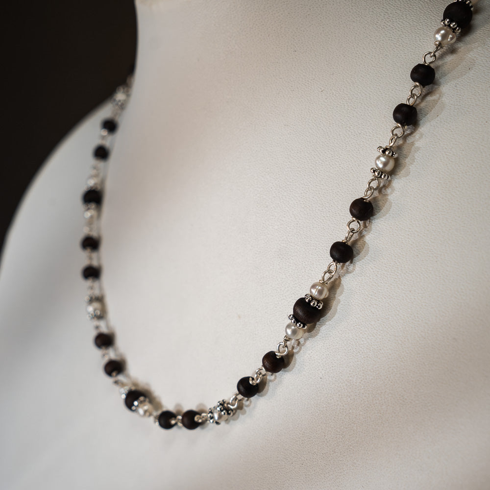 Sudevi Silver Tulsi Mala Elegance and Confidence