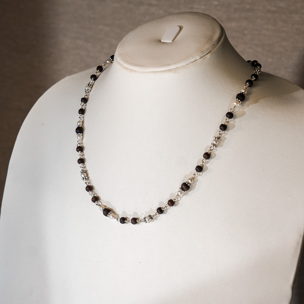 Sudevi Silver Tulsi Mala Elegance and Confidence