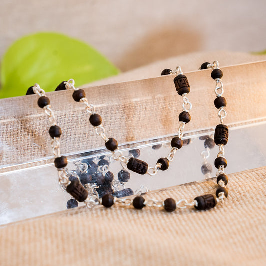 Rohini Silver Tulsi mala - Delicate Radhe beads
