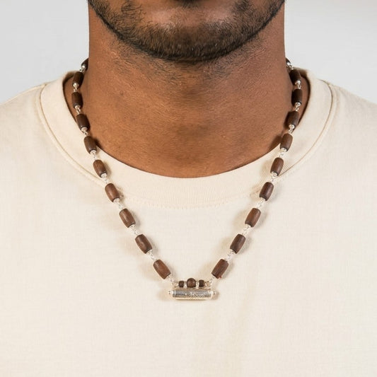 Shakti Silver Tulsi Mala with Narasimha Kavacha