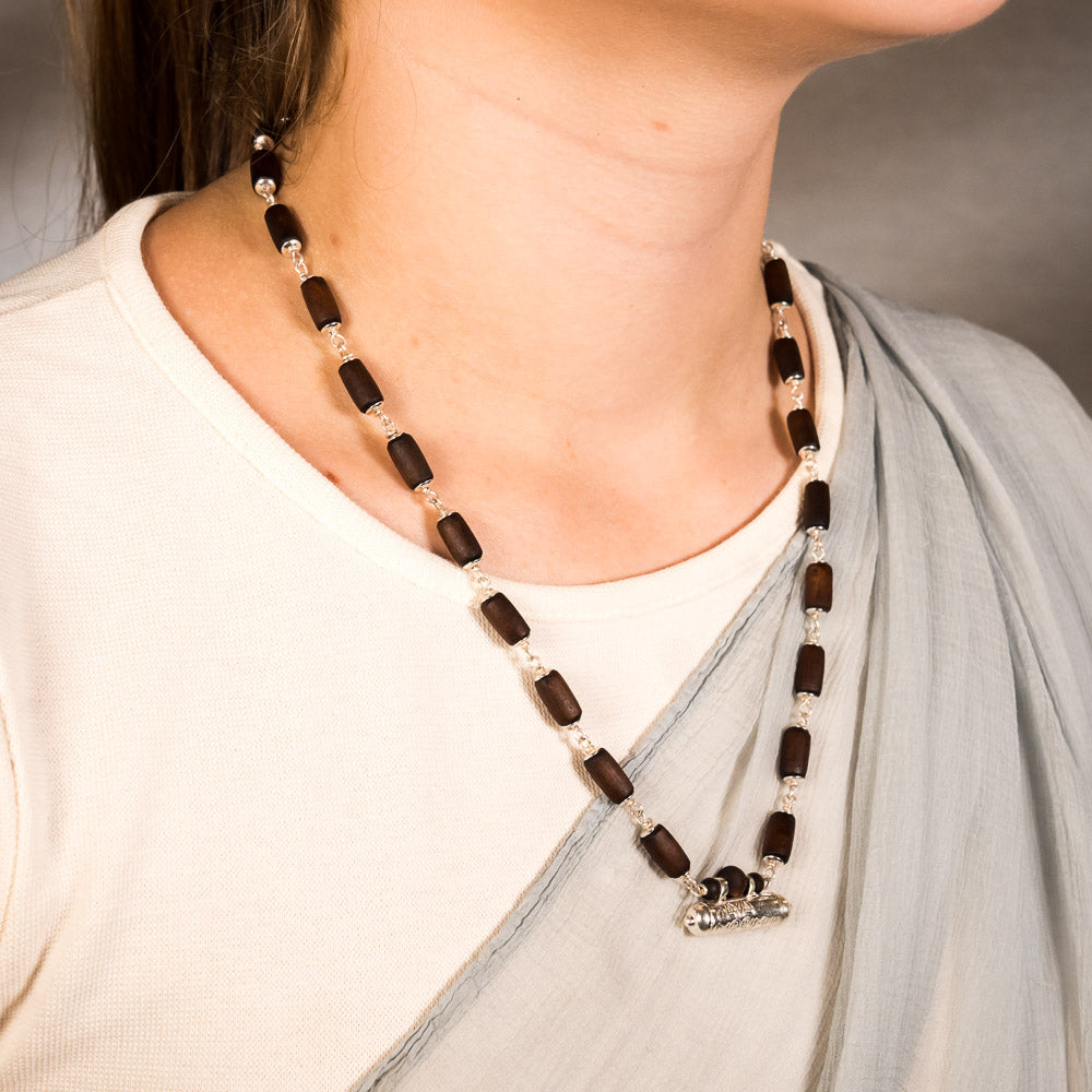 Shakti Silver Tulsi Mala with Narasimha Kavacha