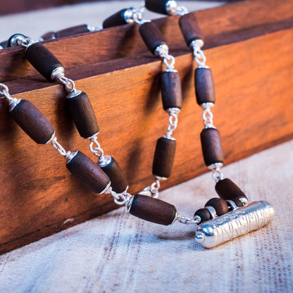 Shakti Silver Tulsi Mala with Narasimha Kavacha