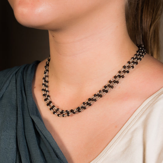 Classic Kanti 3xline - An elegant touch of tradition Silver Tulsi Mala