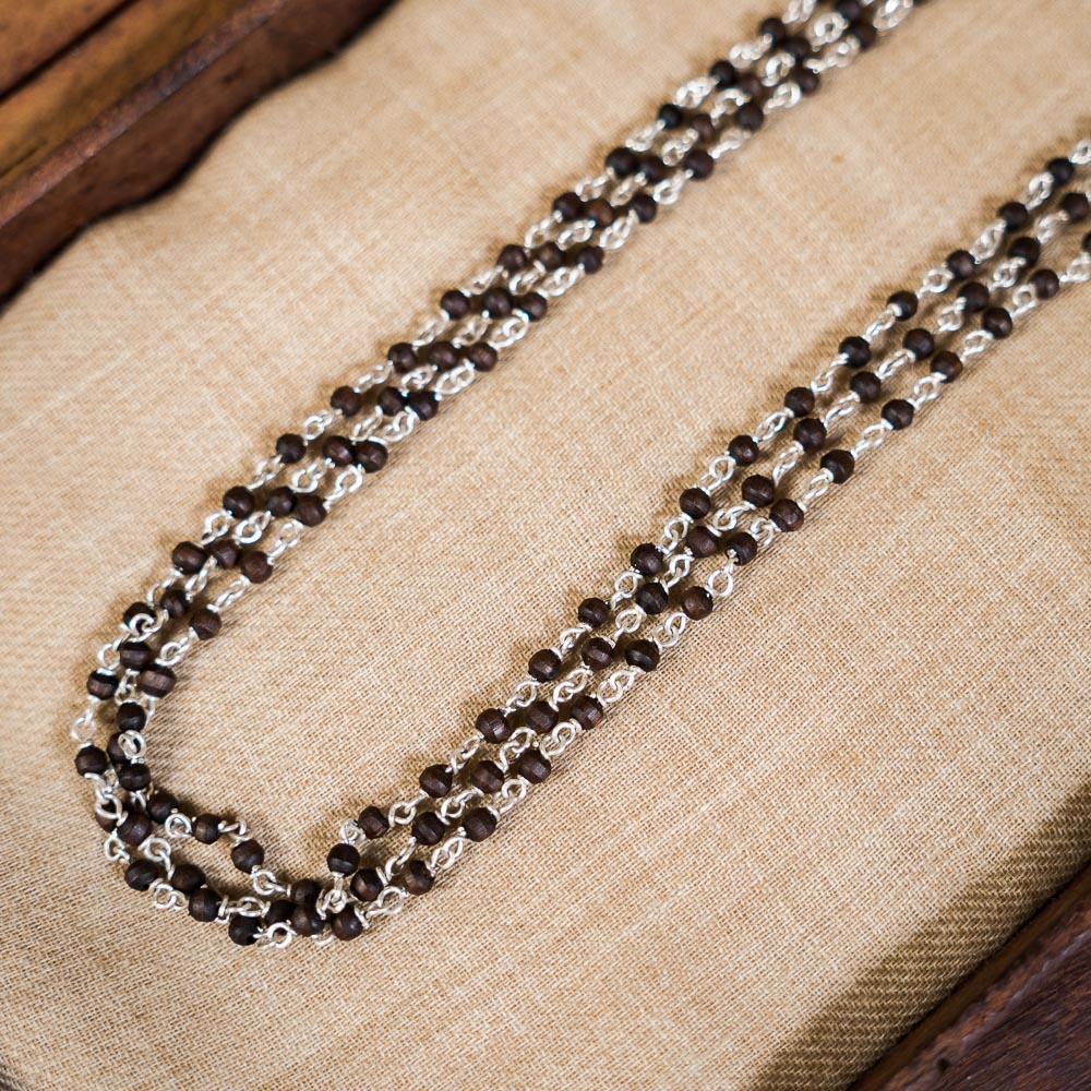Classic Kanti 3xline - An elegant touch of tradition Silver Tulsi Mala