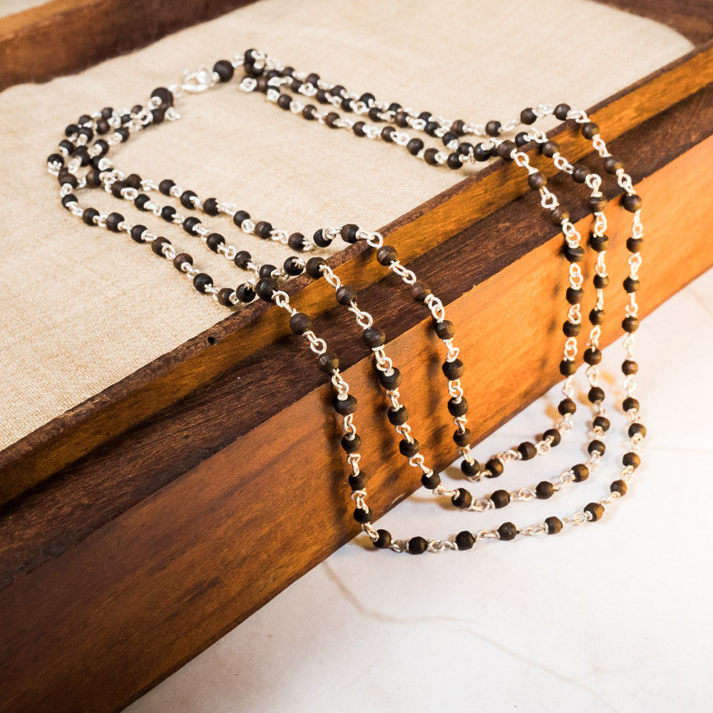 Classic Kanti 3xline - An elegant touch of tradition Silver Tulsi Mala