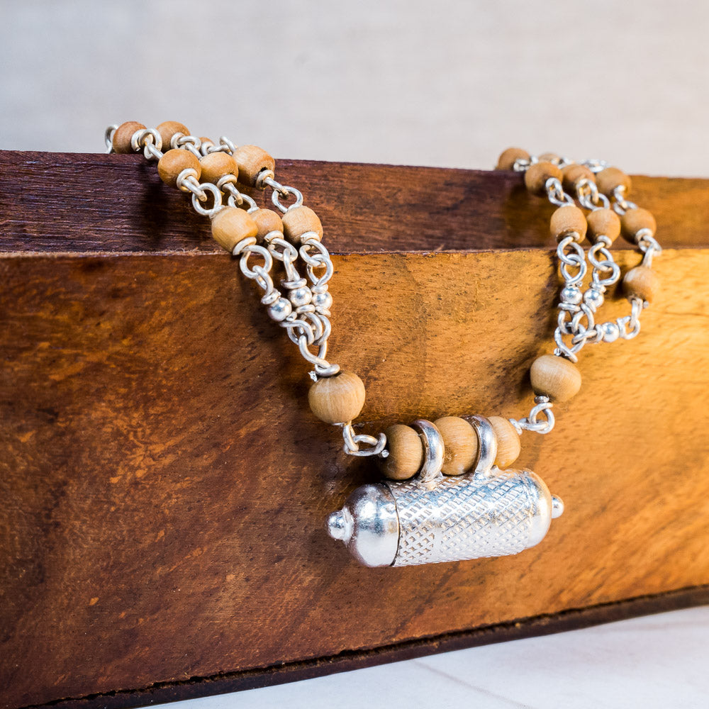 Sita Mala - Guardian and Protection 3line Silver Tulsi with Narasimha Kavacha
