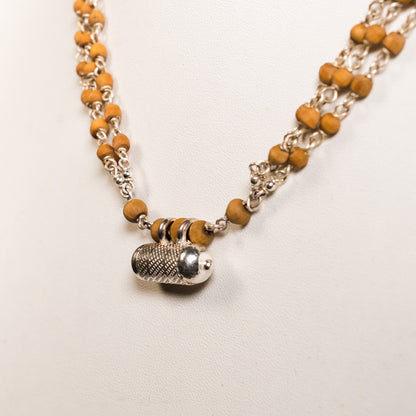 Sita Mala - Guardian and Protection 3line Silver Tulsi with Narasimha Kavacha