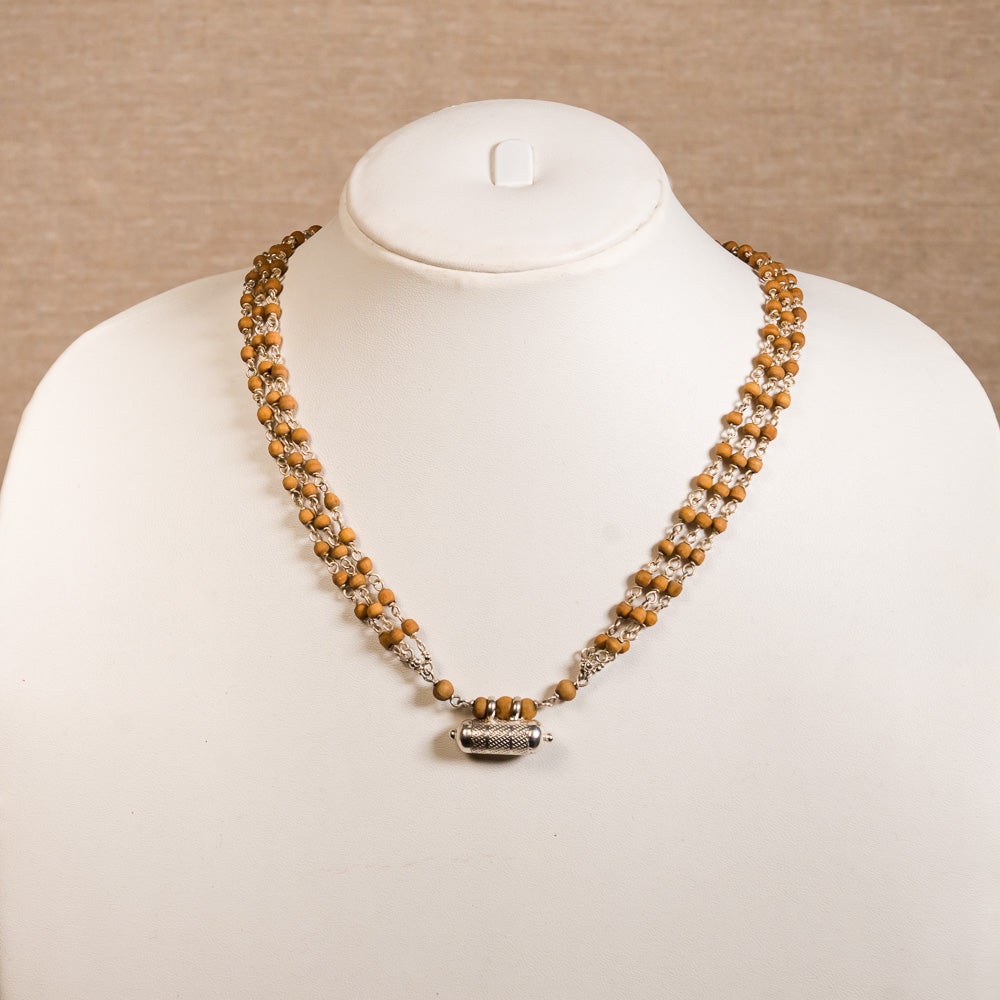 Sita Mala - Guardian and Protection 3line Silver Tulsi with Narasimha Kavacha