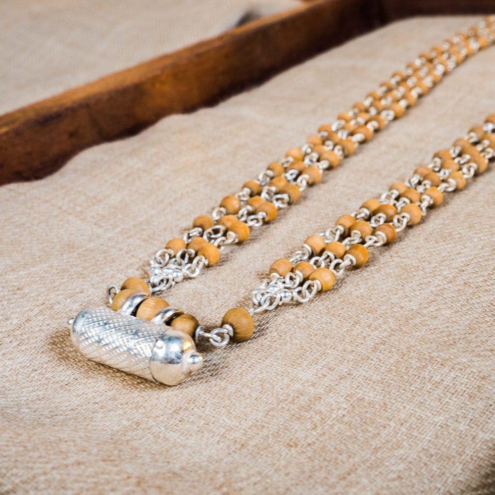 Sita Mala - Guardian and Protection 3line Silver Tulsi with Narasimha Kavacha