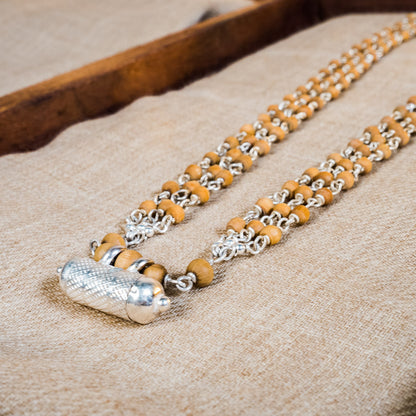 Sita Mala - Guardian and Protection 3line Silver Tulsi with Narasimha Kavacha