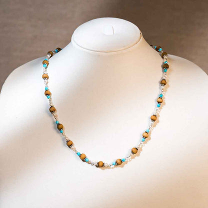 Devi Silver Tulsi Mala | Turquoise & Pearl