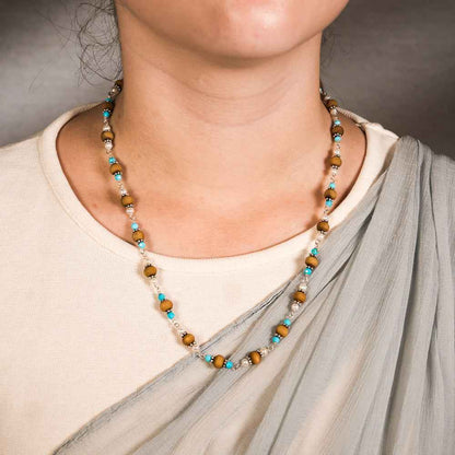 Devi Silver Tulsi Mala | Turquoise & Pearl