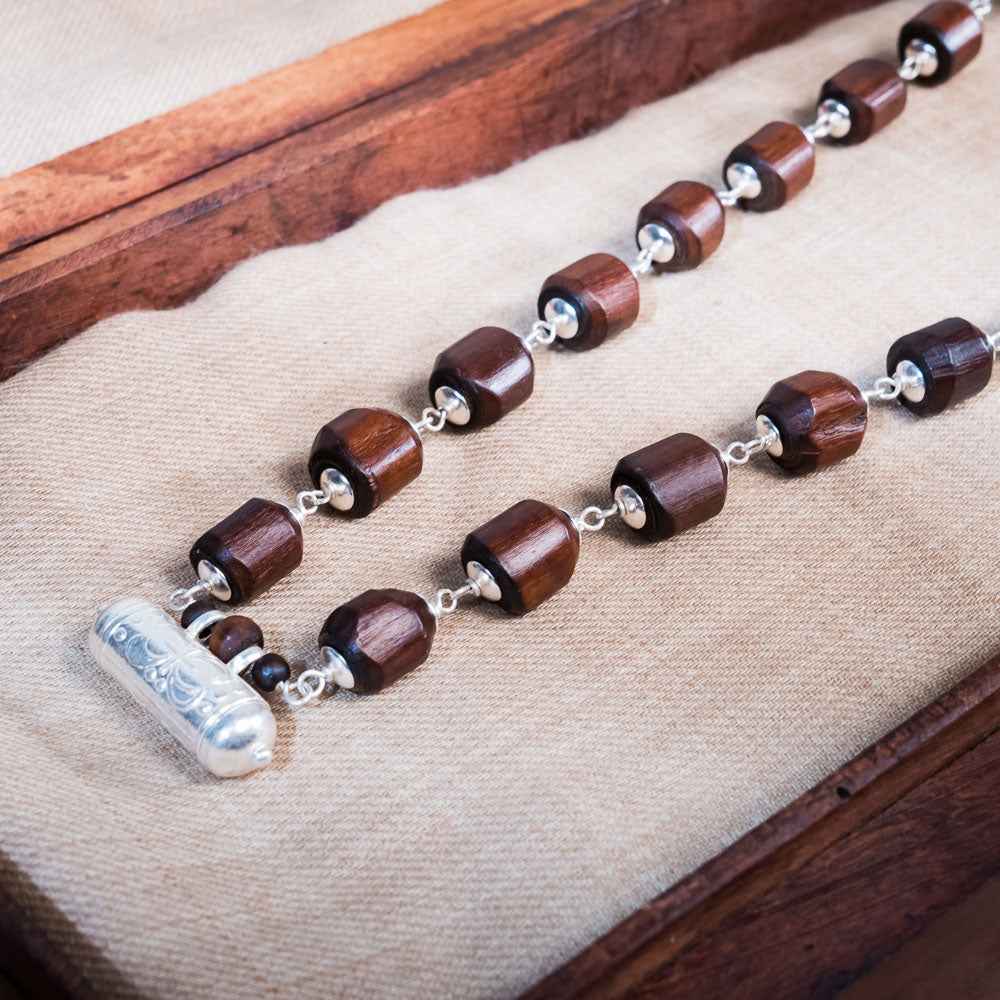 Nara Hari Silver Tulsi Mala with Narasimha Kavacha