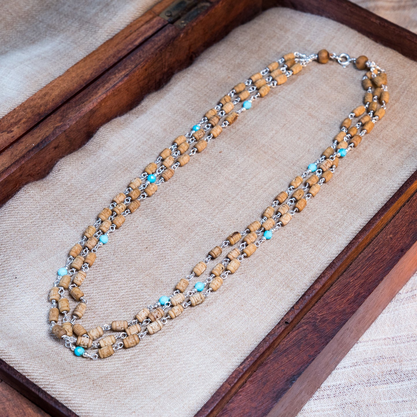 Radhe Radhe Kanti - Silver Tulsi Mala - Gentle Turquoise